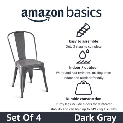 Metal Dining Chair with Durable Stackable Design for Dining & Kitchen