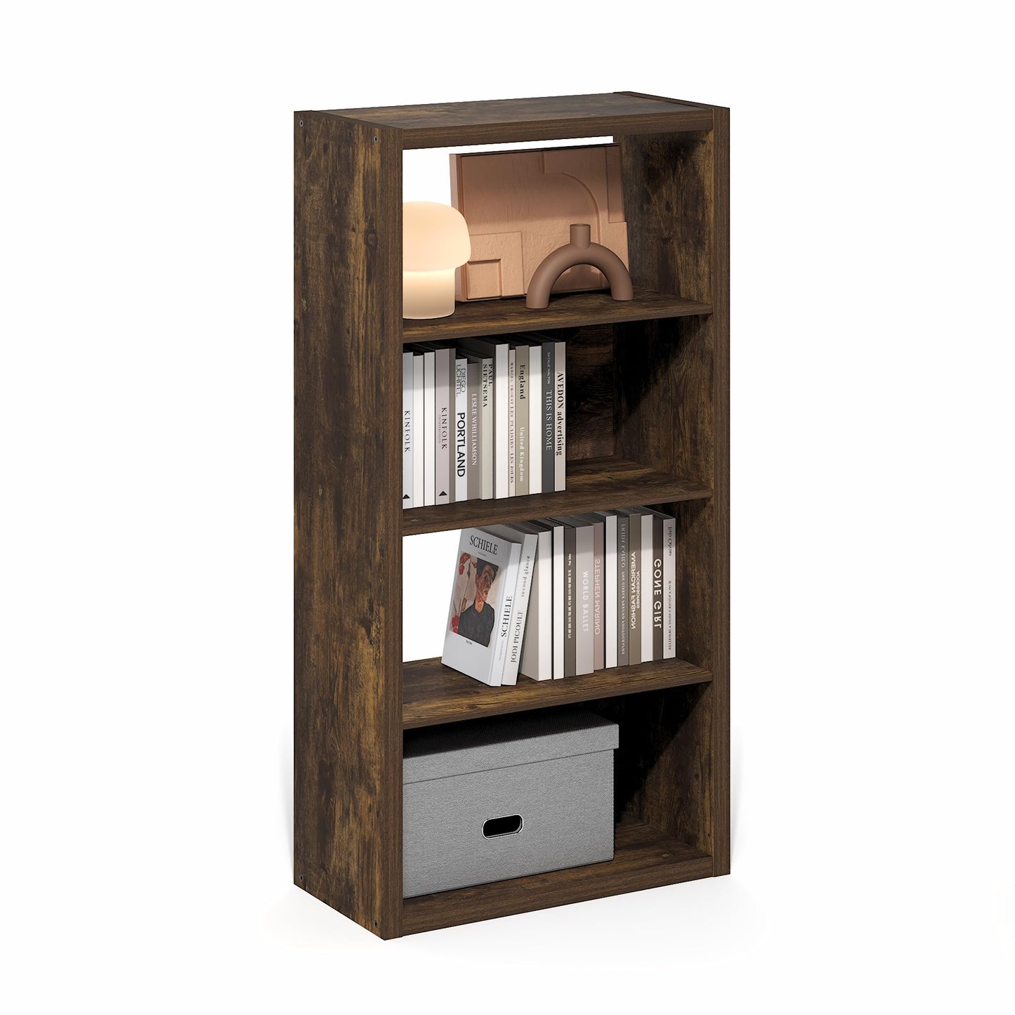 Tiered Wood Bookshelf with Open Storage Shelves for Home & Office