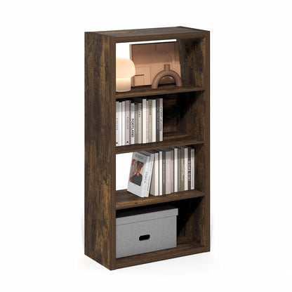 Tiered Wood Bookshelf with Open Storage Shelves for Home & Office