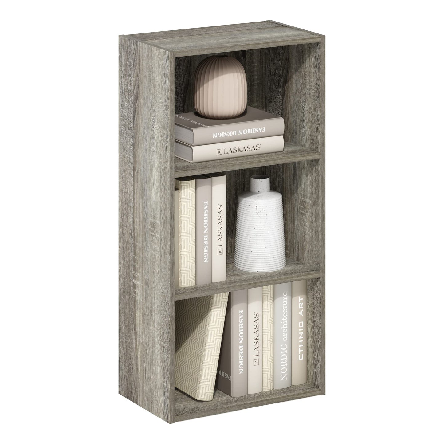 Tiered Wood Bookshelf with Open Storage Shelves for Home & Office