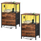 Somdot Nightstands with Charging Station & LED Light