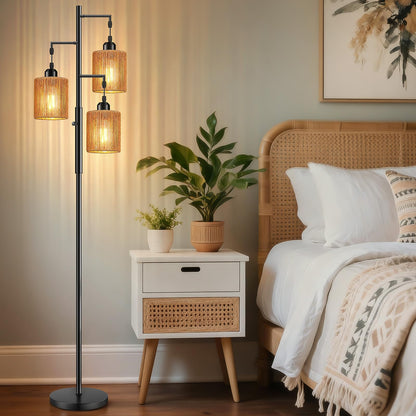 Hotsonic 72" Tall Boho Floor Lamp-Black