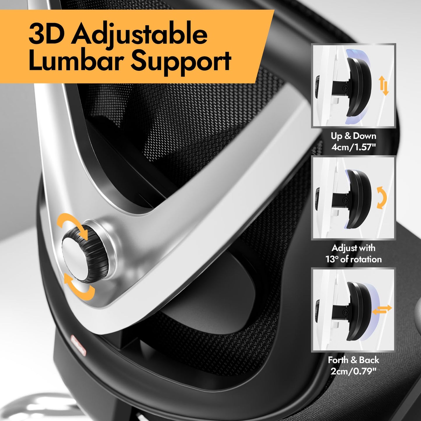 Ergonomic Office Chair with 3D Lumbar Support & Adjustable Armrests