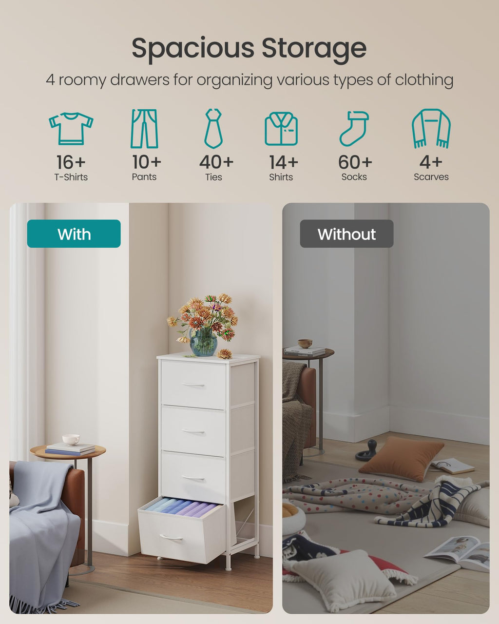 SONGMICS BELLAH Collection Dresser for Bedroom, Chest of Drawers