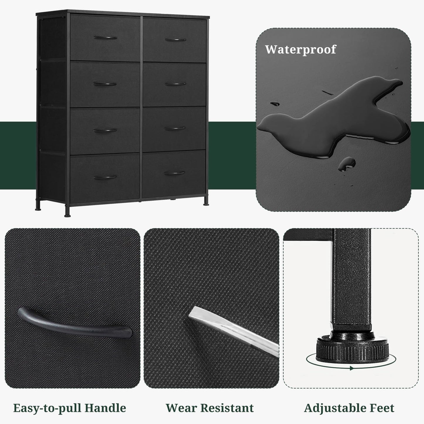 SageNest Dresser for Bedroom, Anti-Tip Tall Storage Organizer