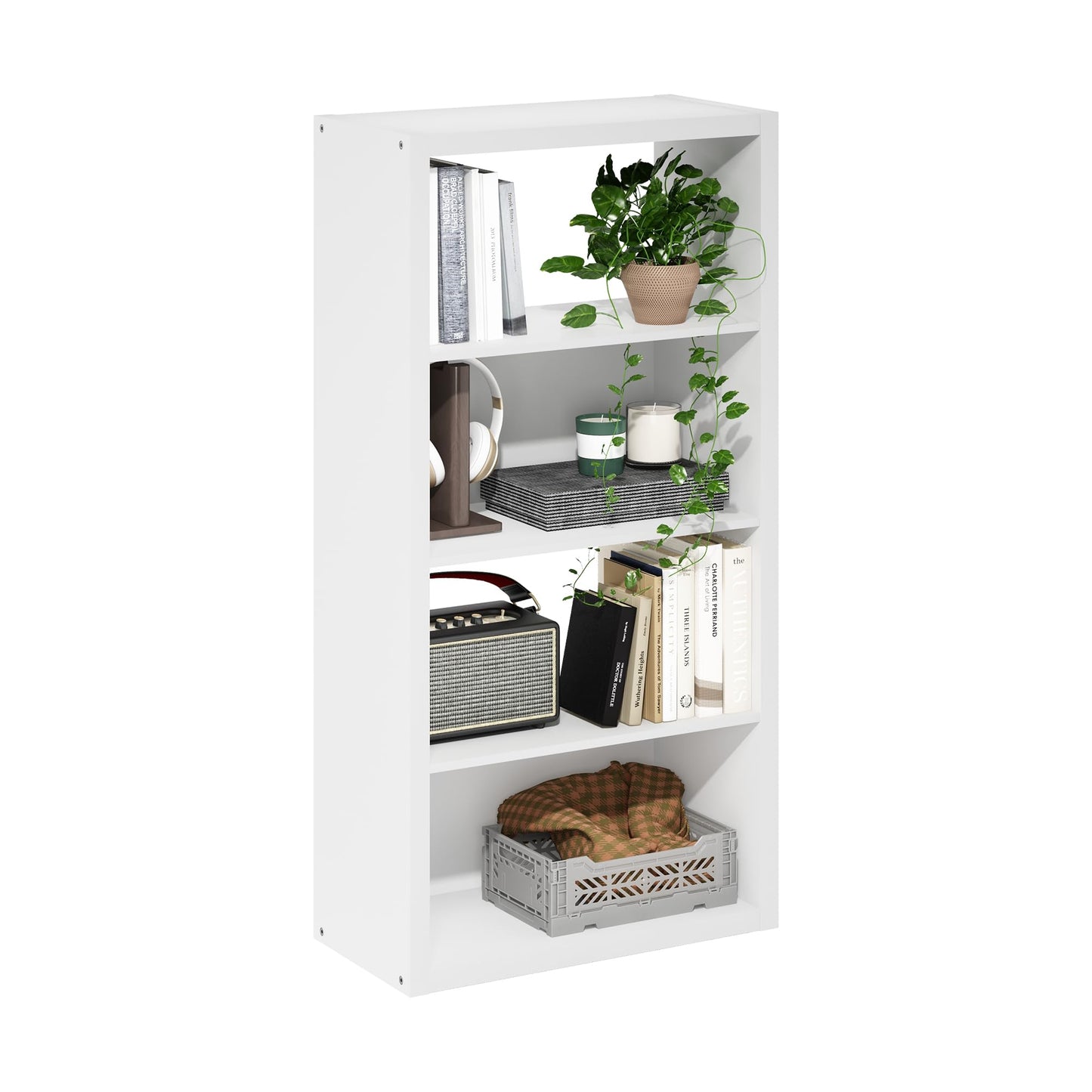 Tiered Wood Bookshelf with Open Storage Shelves for Home & Office