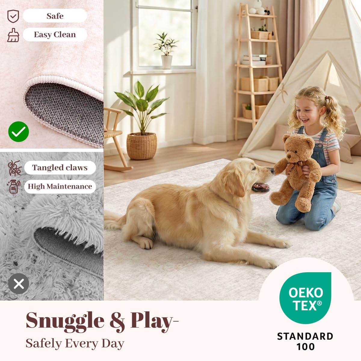 Homemate Washable Area Rug for Home Decor