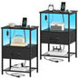Somdot Nightstands with Charging Station & LED Light