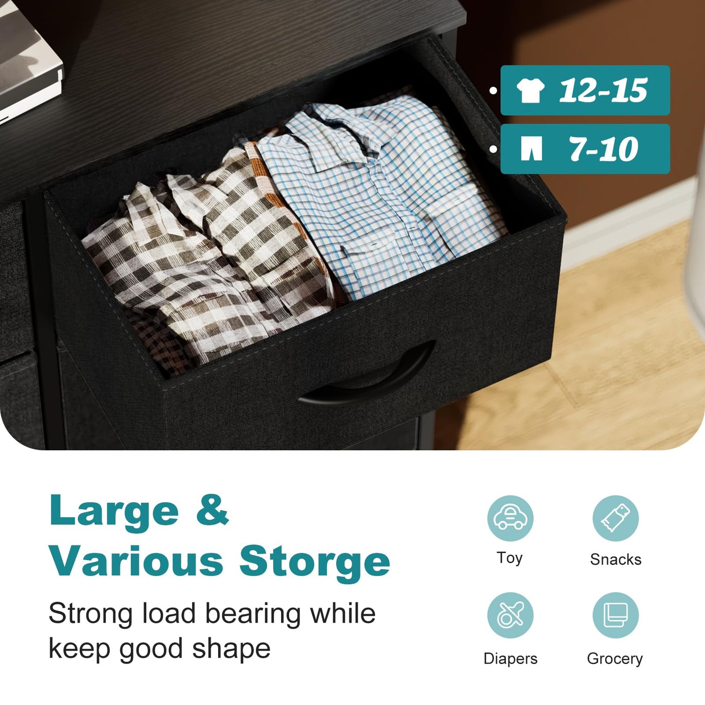 OLIXIS Dresser for Bedroom with 7 Fabric Drawers Storage Organizer