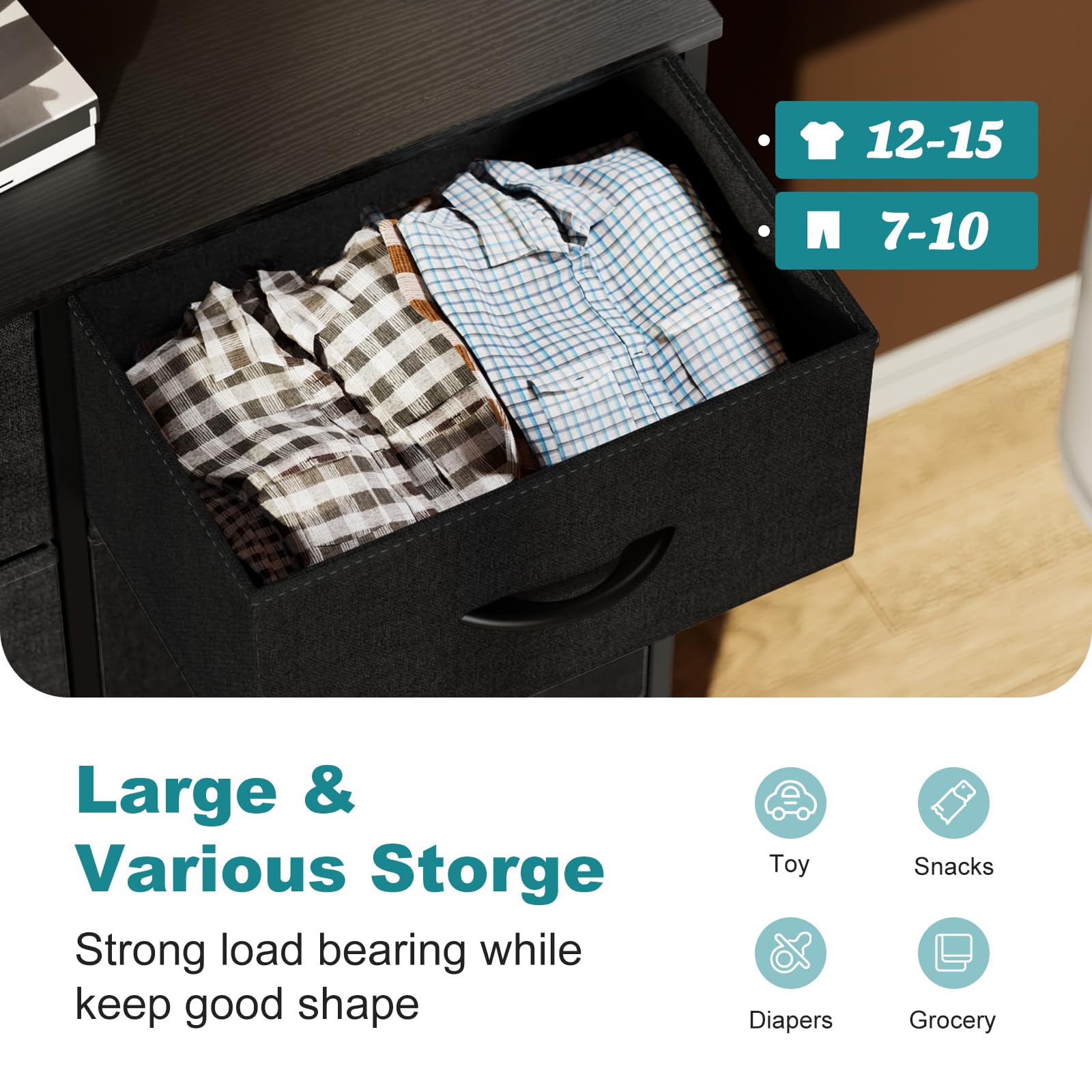 OLIXIS Dresser for Bedroom with 7 Fabric Drawers Storage Organizer