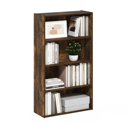 Tiered Wood Bookshelf with Open Storage Shelves for Home & Office