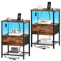 Somdot Nightstands with Charging Station & LED Light
