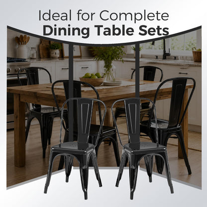 Rivbuio Metal Dining Chairs with Backrest, Stackable, Color, 2 Pack