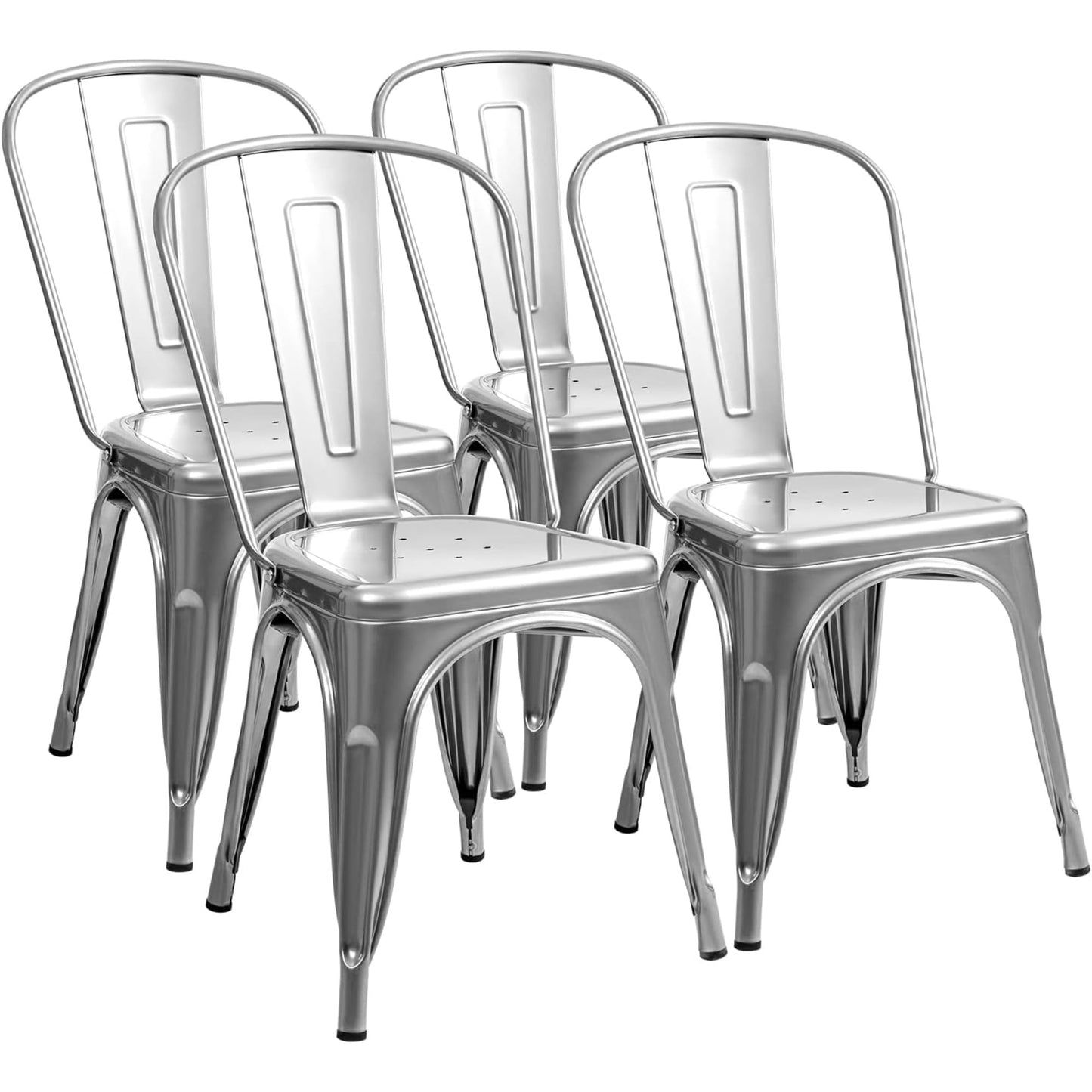 Stackable Metal Dining Chair Set with Classic Bistro Design for Indoor & Outdoor Use