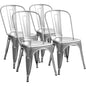 Stackable Metal Dining Chair Set with Classic Bistro Design for Indoor & Outdoor Use