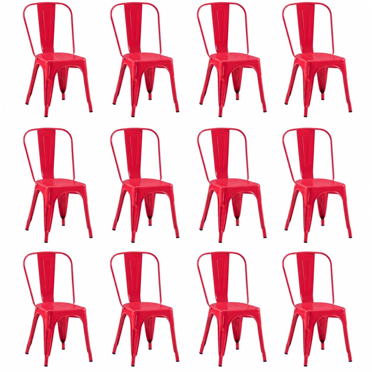 Rivbuio Metal Dining Chairs with Backrest, Stackable, Color, 2 Pack