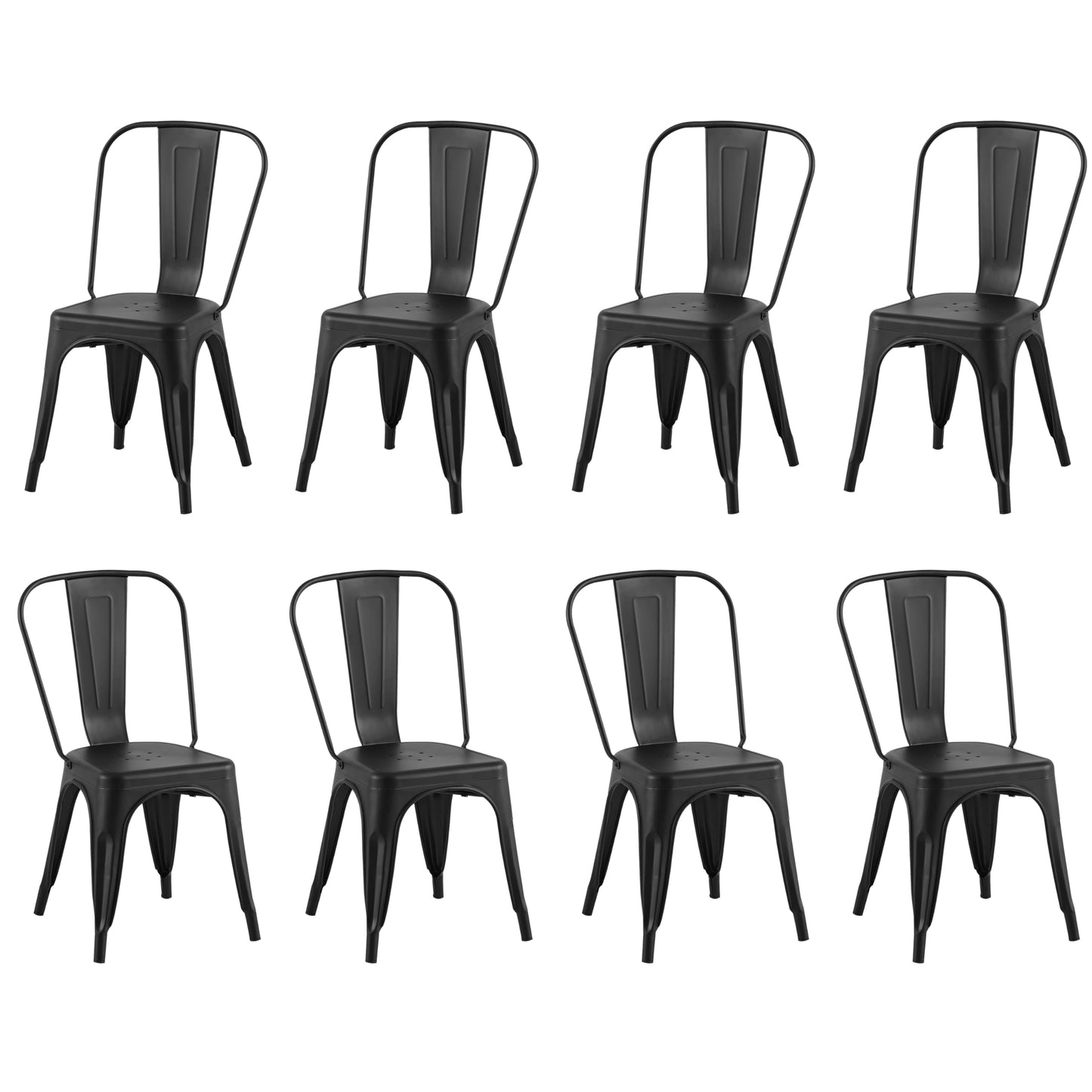 Rivbuio Metal Dining Chairs with Backrest, Stackable, Color, 2 Pack