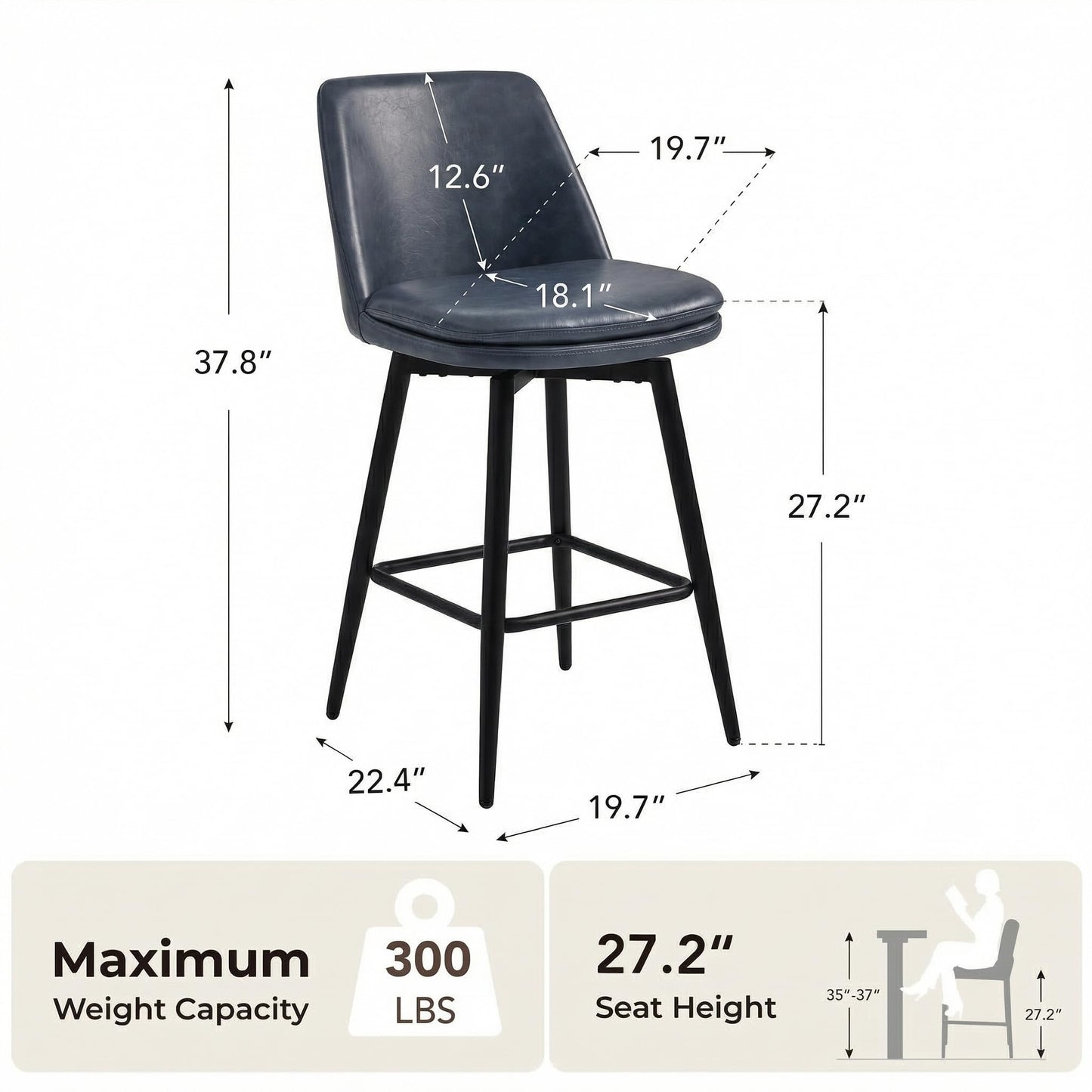 CHITA Swivel Counter and Bar Stools