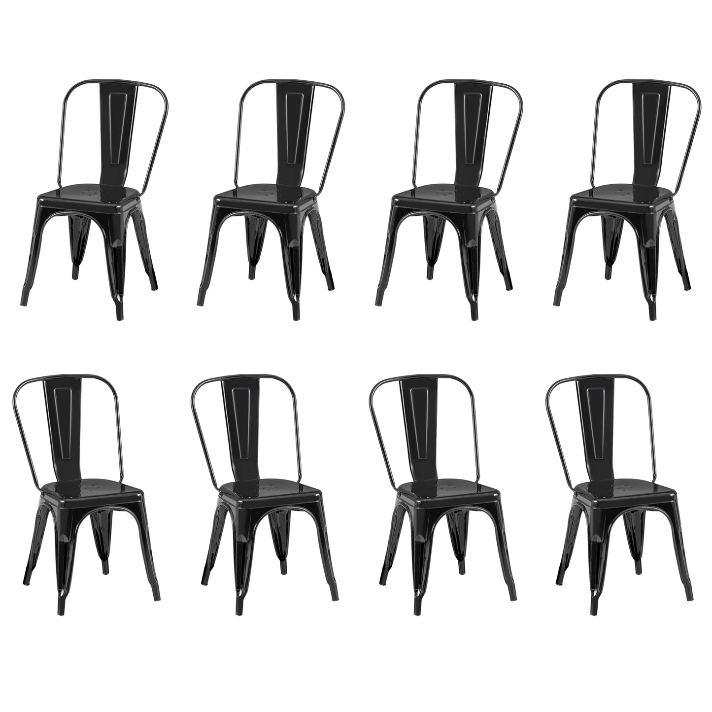 Rivbuio Metal Dining Chairs with Backrest, Stackable, Color, 2 Pack