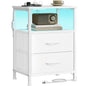 Nightstand with Charging Station and Adjustable LED Lights