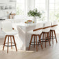 Mid Century Modern Swivel Bar Stools with Faux Leather Upholstery & Walnut Legs
