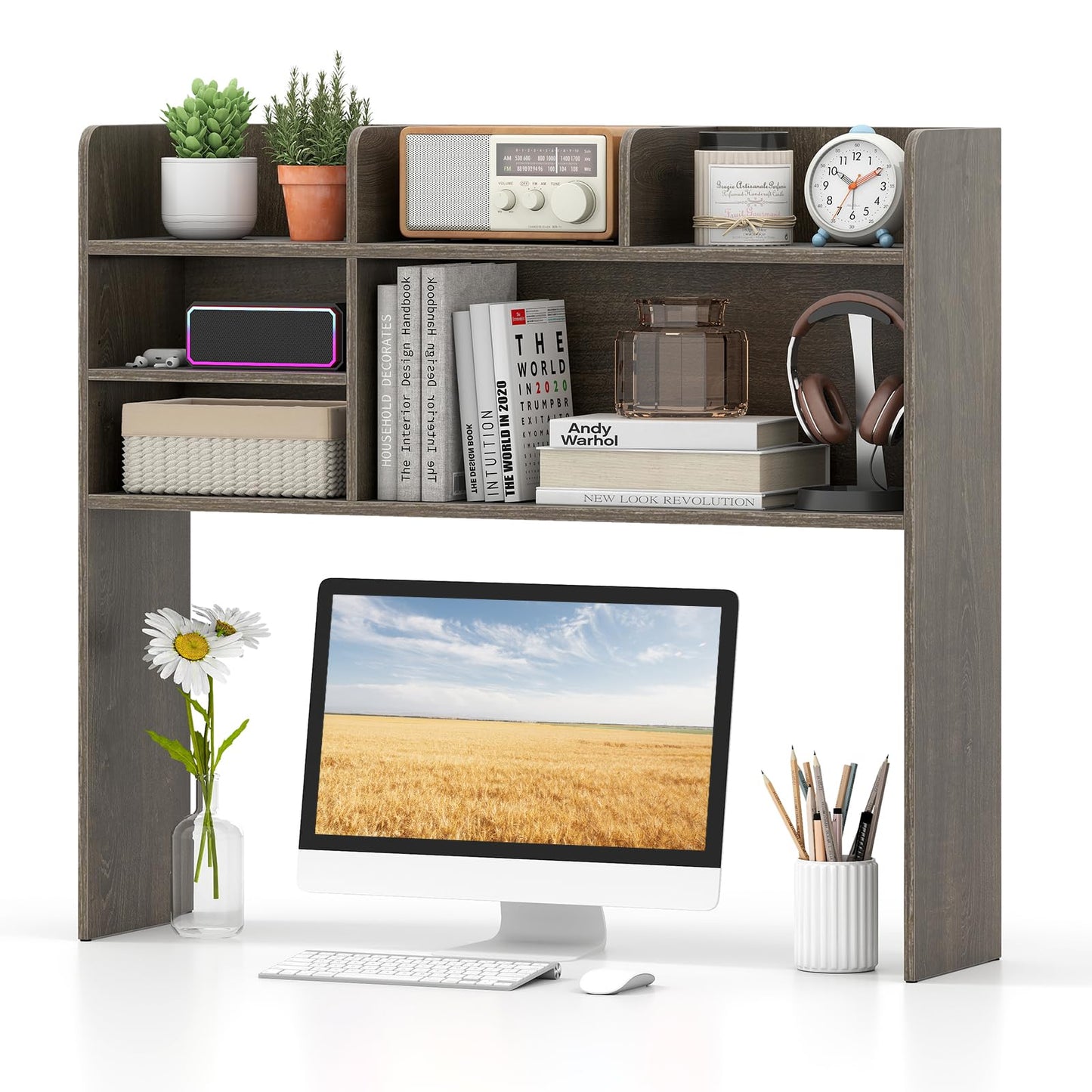 3-Tier Desktop Bookshelf Organizer with Storage Shelves for Office & Dorm