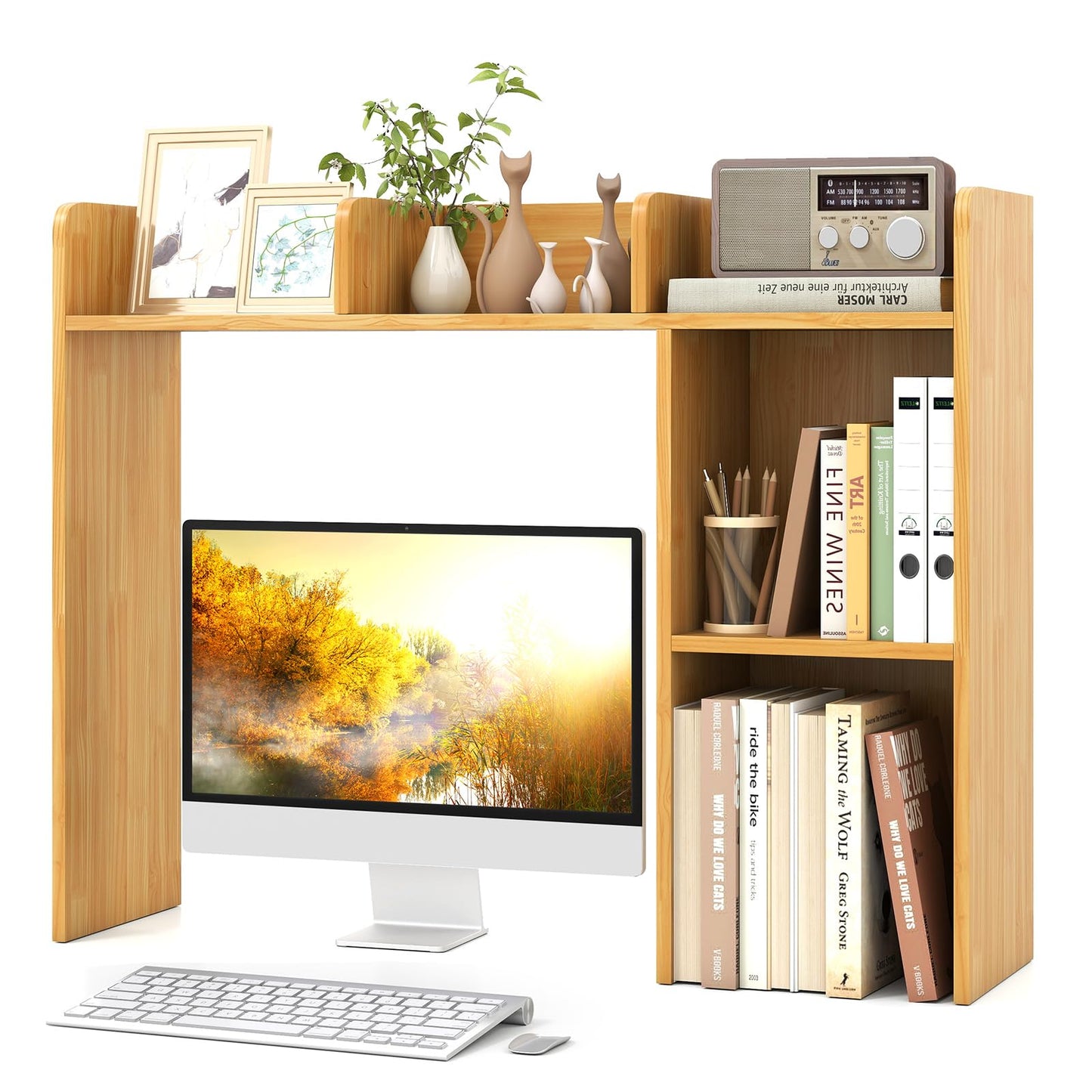 3-Tier Desktop Bookshelf Organizer with Storage Shelves for Office & Dorm