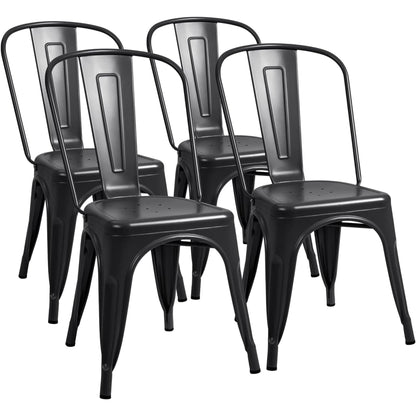 Stackable Metal Dining Chair Set with Classic Bistro Design for Indoor & Outdoor Use