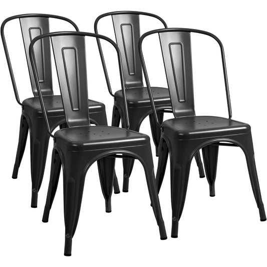 Stackable Metal Dining Chair Set with Classic Bistro Design for Indoor & Outdoor Use