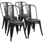 Stackable Metal Dining Chair Set with Classic Bistro Design for Indoor & Outdoor Use