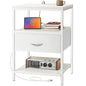 Nightstand with Charging Station and Adjustable Fabric Drawer