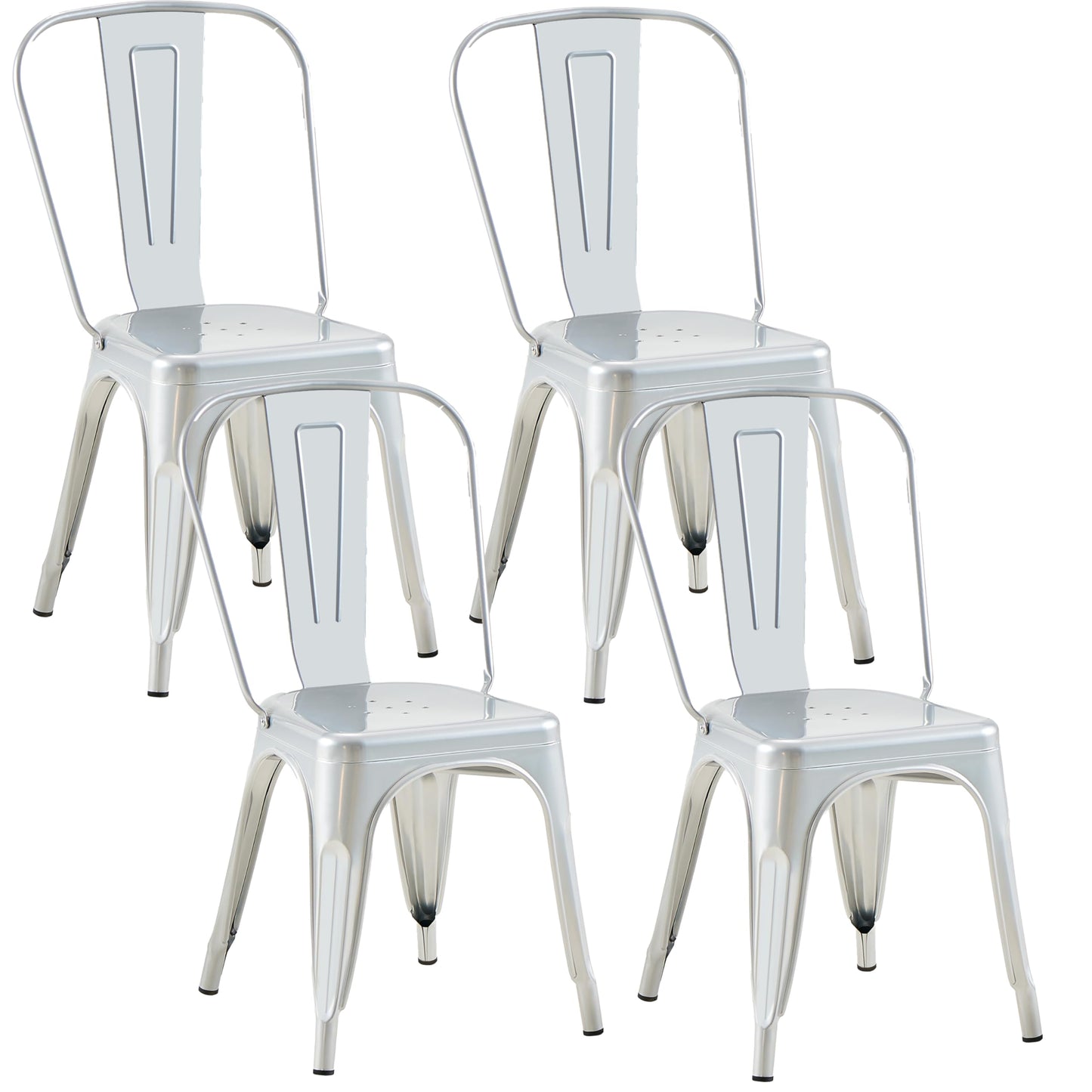 Rivbuio Metal Dining Chairs with Backrest, Stackable, Color, 2 Pack
