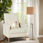 Mid Century Modern Upholstered Accent Chair with Wood Legs & Pillow