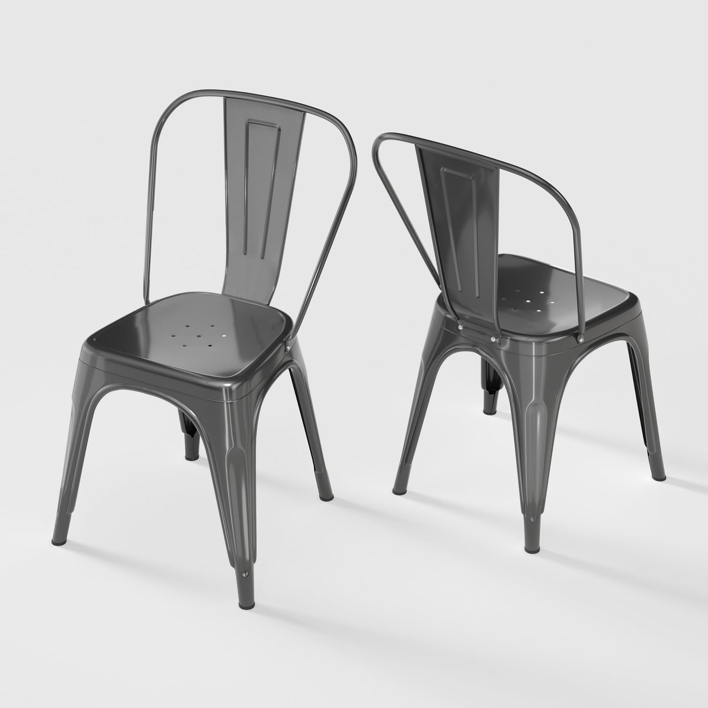 Rivbuio Metal Dining Chairs with Backrest, Stackable, Color, 2 Pack