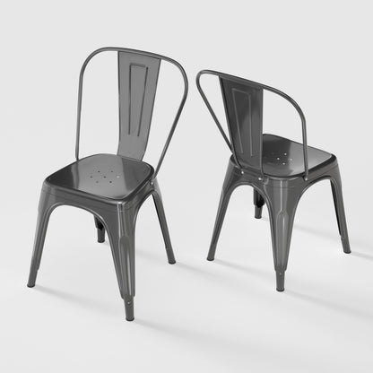 Rivbuio Metal Dining Chairs with Backrest, Stackable, Color, 2 Pack