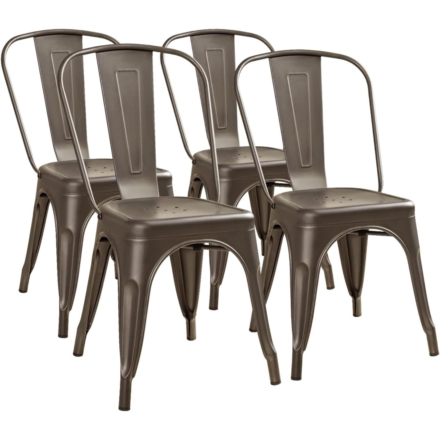 Stackable Metal Dining Chair Set with Classic Bistro Design for Indoor & Outdoor Use