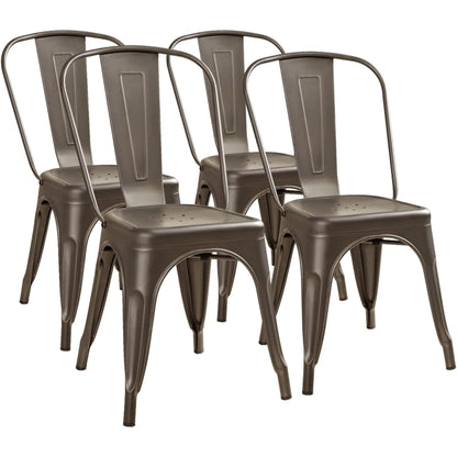 Stackable Metal Dining Chair Set with Classic Bistro Design for Indoor & Outdoor Use