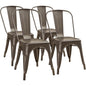 Stackable Metal Dining Chair Set with Classic Bistro Design for Indoor & Outdoor Use