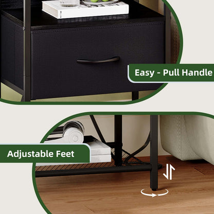 Somdot Nightstands with Charging Station & LED Light