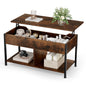 Lift Top Coffee Table with Hidden Storage Shelf for Living Room & Office