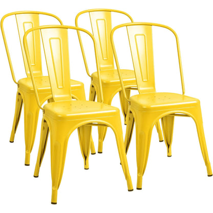 Stackable Metal Dining Chair Set with Classic Bistro Design for Indoor & Outdoor Use