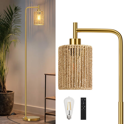 Industrial Boho Tall Floor Lamp for Living Room, Bedroom & Office