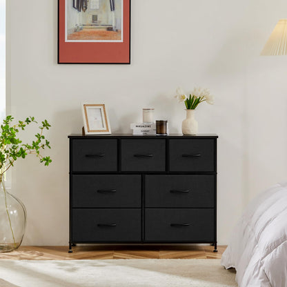 7 Drawer Fabric Dresser with Storage Bins and Steel Frame for Bedroom & Closet