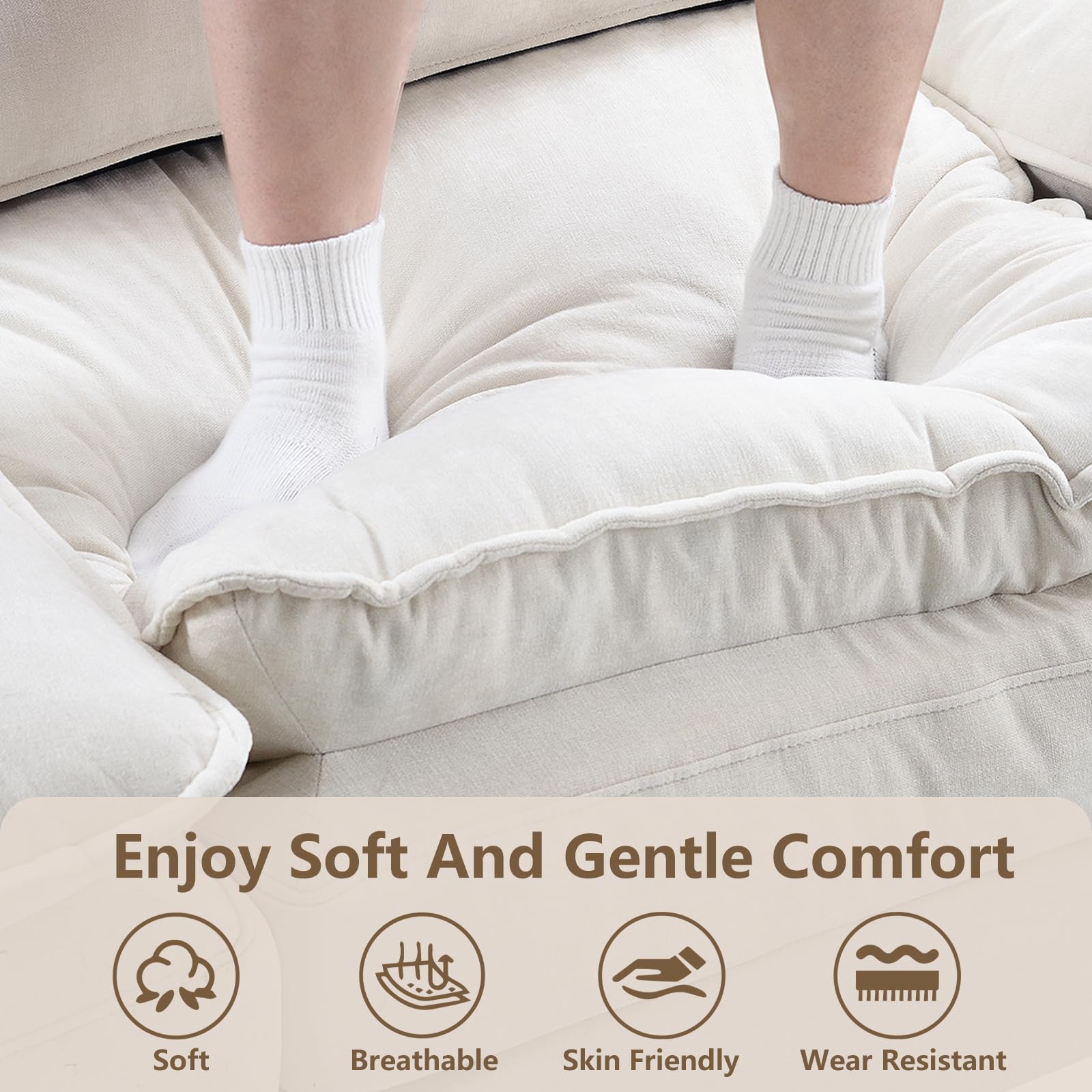 Modular U Shaped Sectional Sofa with Movable Ottoman & Pillows