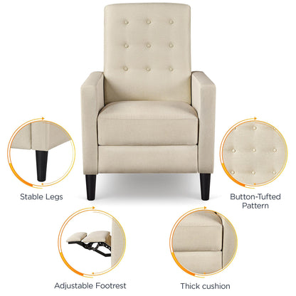 Yaheetech Fabric Recliner Chair Set of 2 Tufted Sofa Chair Beige