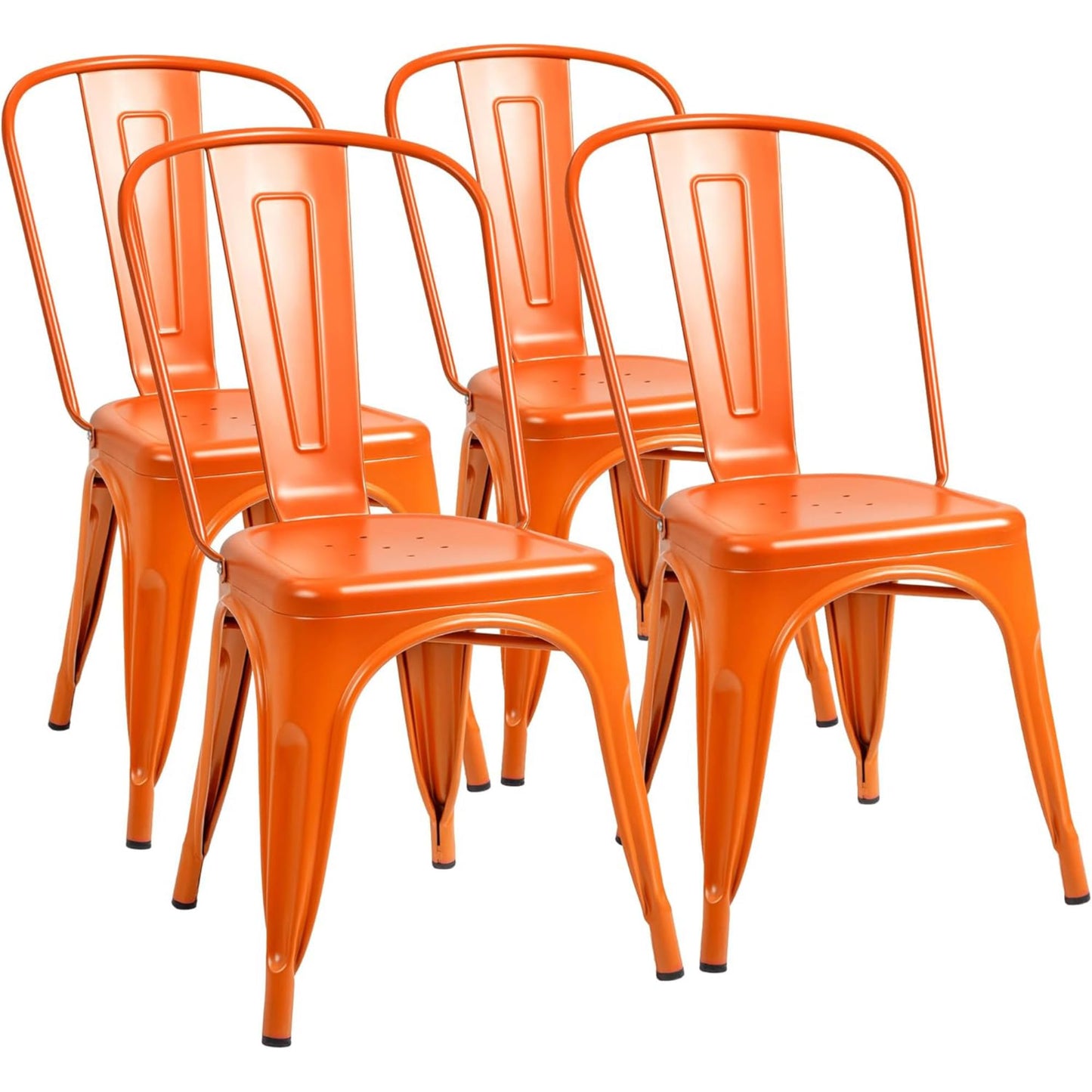 Stackable Metal Dining Chair Set with Classic Bistro Design for Indoor & Outdoor Use