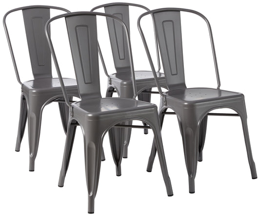 Metal Dining Chair with Durable Stackable Design for Dining & Kitchen