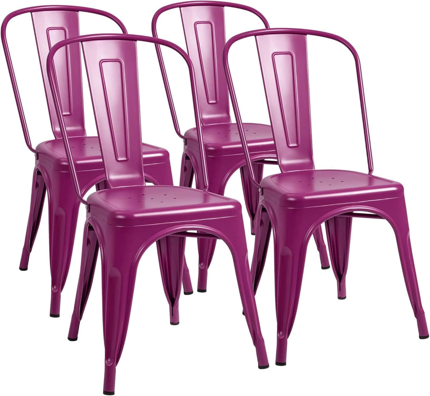 Stackable Metal Dining Chair Set with Classic Bistro Design for Indoor & Outdoor Use