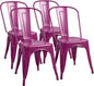 Stackable Metal Dining Chair Set with Classic Bistro Design for Indoor & Outdoor Use