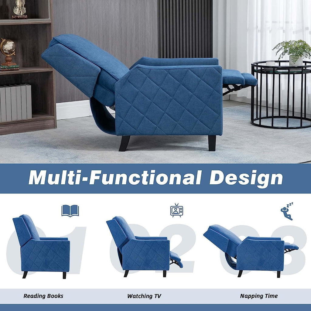 Mid Century Push Back Recliner Accent Chair with Wingback Design